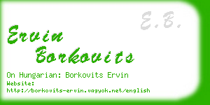 ervin borkovits business card